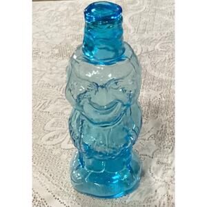 Vintage 1970s Tiara Indiana Glass Blue Jolly Mountaineer Decanter Shot Glass